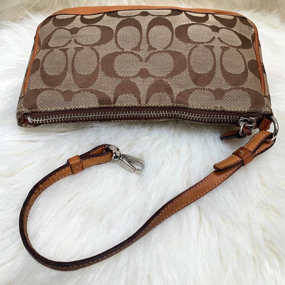 COACH Vintage Y2K Khaki/Tan Signature Demi Bag Wristlet Only (READ) Purse #6094 - Picture 9 of 16